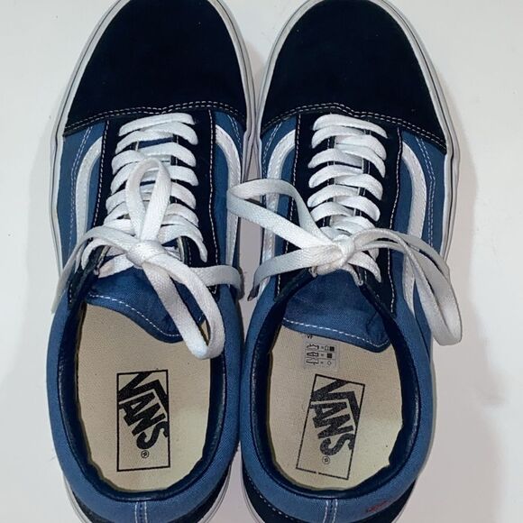 Vans Blue and White Old Skool Sneakers Size Unixes Women’s 12 Men 10.5 - Picture 5 of 13